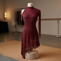 Figure Skating Dress Asymmetrical Hemline Skating Performance Dress Sports Clothing Competition Ready Soft