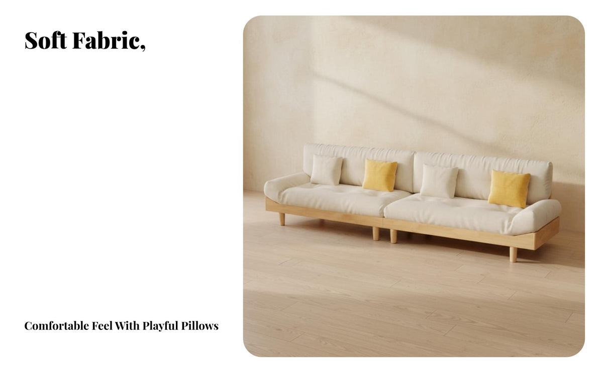 Light Wood Frame Sofa space-saving Design Upholstered Sofa Set Modern aesthetic Living Room Seating for Homeowners, Families, Lounge Area, Home, Bedroom