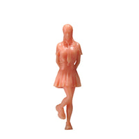 Unpainted Schoolgirl Figure Blank Miniature with Long Hair Standing Compact for Hobbyists, Collectors