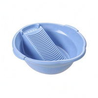 One-Piece Ribbed Wash Basin Molded Plastic Wash Basin Wide Rim Household Utility Shallow for Laundry, Face Washing
