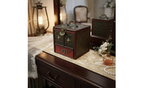 Vintage Wood Jewelry Box Embossed Floral Storage Item Scroll Pattern