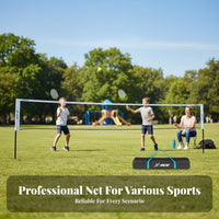 Easy Setup Portable Tennis Net Adjustable Height Folding Badminton Net Weather Resistant Outdoor Sport Equipment Locking Casters for Children, Beginners, Training, Backyard, Park
