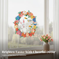 Easter Egg Wreath Self Easter Wall Decal Peel and Bunny Window for Kids, Families, Refrigerator, Glass Panes, Nursery
