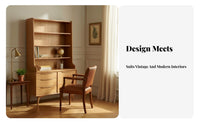 Retro Design bookshelf with Drawers Open Shelving bookshelf Multifunctional Storage Furniture Space-Saving for Book Lovers, Homeowners, Remote Workers, Study Room, Home Office, Bedroom