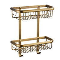 2-Tier Shelf with Hooks Vintage Wire Wall Basket Washroom Shelf with Hooks for Utility Room
