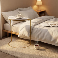 Half Curved Side Table Nordic Design Semi Circle Sofa Table Modern Minimalist Living Room Furniture for Small Areas, Bedroom