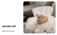 Decorative Soft Puff Tissue Holder Easy to Refill Cute Soft Puff Car Tissue Case Zipper Closure for Women, Kids