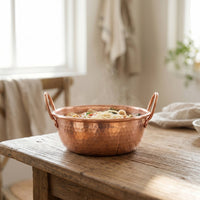 Copper Pot with Loop Handles Compact Hammered Copper Pot Traditional Cookware for Home Cooks