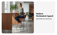 Mechanical Design Metal Frame High Stool with Backrest industrial-chic aesthetic Kitchen Island Stool Vintage Look Counter Chair Built-in Footrest for Interior Designers, Homeowners, Restaurant Owners, Bar, Cafe, Balcony, Patio