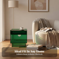 Transparent Design Clear Acrylic Cabinet With Drawer Nightstand Space-Saving Side Table Light Luxury for Apartment Dwellers, Minimalists, Young Adults, Bedroom, Small areas, Dorm Room, Entryway
