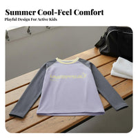 kids' Long Sleeve T-Shirt Quick-Dry Color Block Raglan Tee Sweat-Absorbing-Wicking kids' Color Block Tee for Children, Girls, Summer, Everyday Wear