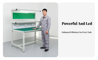 Includes LED Light Anti-Static Workbench Heavy-Duty Quality Inspection Desk Stable Frame Production Line Work Table Wear-Resistant for Factory Workers, Laboratory Technicians, Laboratoryoratory Oratory