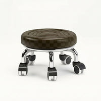 Upholstered Low Stool Compact Rolling Stool Comfortable Rolling Seat Soft for Pedicurists, Stylists, Salon, Workspace, Home Office
