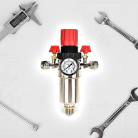 Dual Outlet Air Compressor Filter Regulator Quick Connector Water Separator Regulator Easy Installation for Workshop, Garage, Factory