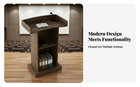 Modern Design Teacher's Podium Desk Multi-Purpose Standing Speech Podium Stable Structure Wooden Lectern with Storage Long-Lasting for Teachers, Speaker S, Speakers, Classroom, Lecture Hall, Auditorium, Conference Room