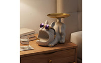 French Canine Key Bowl Multi-Functional Canine Key Holder Creature Storage Sculpture Fun Design Wide-Opening Dog Candy Dish