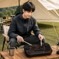 8-Pad Electronic Drum Percussion, Rubber Practice Pad Compatible with Mount, For Music Production & Home Practice