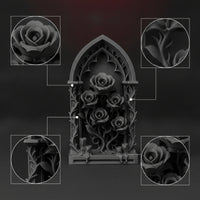 Plaque with Floral Relief Dark Fantasy Gothic Plaque for Goths, Dollhouse Hobbyists, Shelf Decor