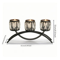 Elegant Candle Holder with Crystal Panels Decorative Centerpiece Candle Holder Modern Classic Candelabra with Three Arms Slimline for Brides, Dining Table