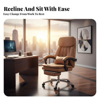 Highsupport Support Reclining Desk Chair with Footrest Adjustable Recline Office Furniture Ergonomic Design rotating Seat Padded Armrests for managerials, Remote Workers, Pet Owners, resting, Study Room, Relaxing, Gaming Setup