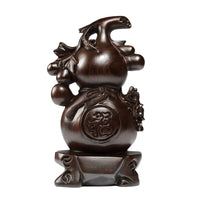 Gourd with Pedestal Traditional Wooden Gourd Solid Wood Wooden Ornament for Tabletop, Living Room, Office