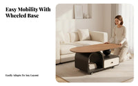 Light Luxury Aesthetic C-Shaped Rolling Stand Minimalist design Sofa Table Sintered Stone Top Home Furnishing Space-Saving Design for Apartment Dwellers, Remote Workers, Homeowners, Living Room, Small Spaces, Bedroom