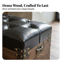 Retro Design Vintage Barrel Ottoman Multi-Functional Storage Stool Multifunctional Footstool Padded Seat for Business Owners, Homeowners, Clift-awayee Shop, Retail retailer, Living Room, Entryway