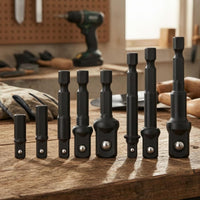 8 Pieces CR-V Steel Hex Shank Square Drive Adapter Forged Metal Hex to Square Adapter Anti-Detachment Stepped Shaft
