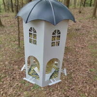 Hanging Bird Feeder Structure, Metal Decorative Bird Feeder with 4 Ports, Ornamental Bird Feeder for Garden Decor, Outdoor Bird Feeder, 230g