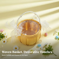 Mini Woven Basket Handwoven Mini Basket with Handle Material for Children, Flower Girls, Weddings, Home Decor, Easter