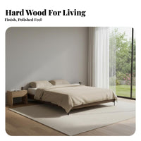 streamlined Slatted foundation Bed Headboard-Less streamlined Bed Frame Black Walnut Color Mattress Foundation for partners, Kids, Apartment, Guest Room