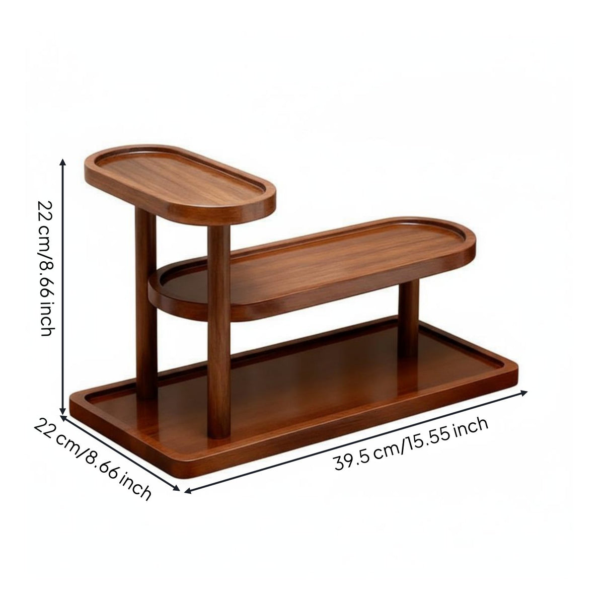 Sturdy Wood Construction Teacup Display Rack Elegant Chinese Design Tea Shelf Accessible Design Multi-Tier Tea Set Stand Easy Assembly for Collectors, Living Room, Office