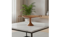 Pedestal Fruit Tray Vintage-Influenced Fruit Tray with Handles Rustic Footed Serving Bowl for Dining Table