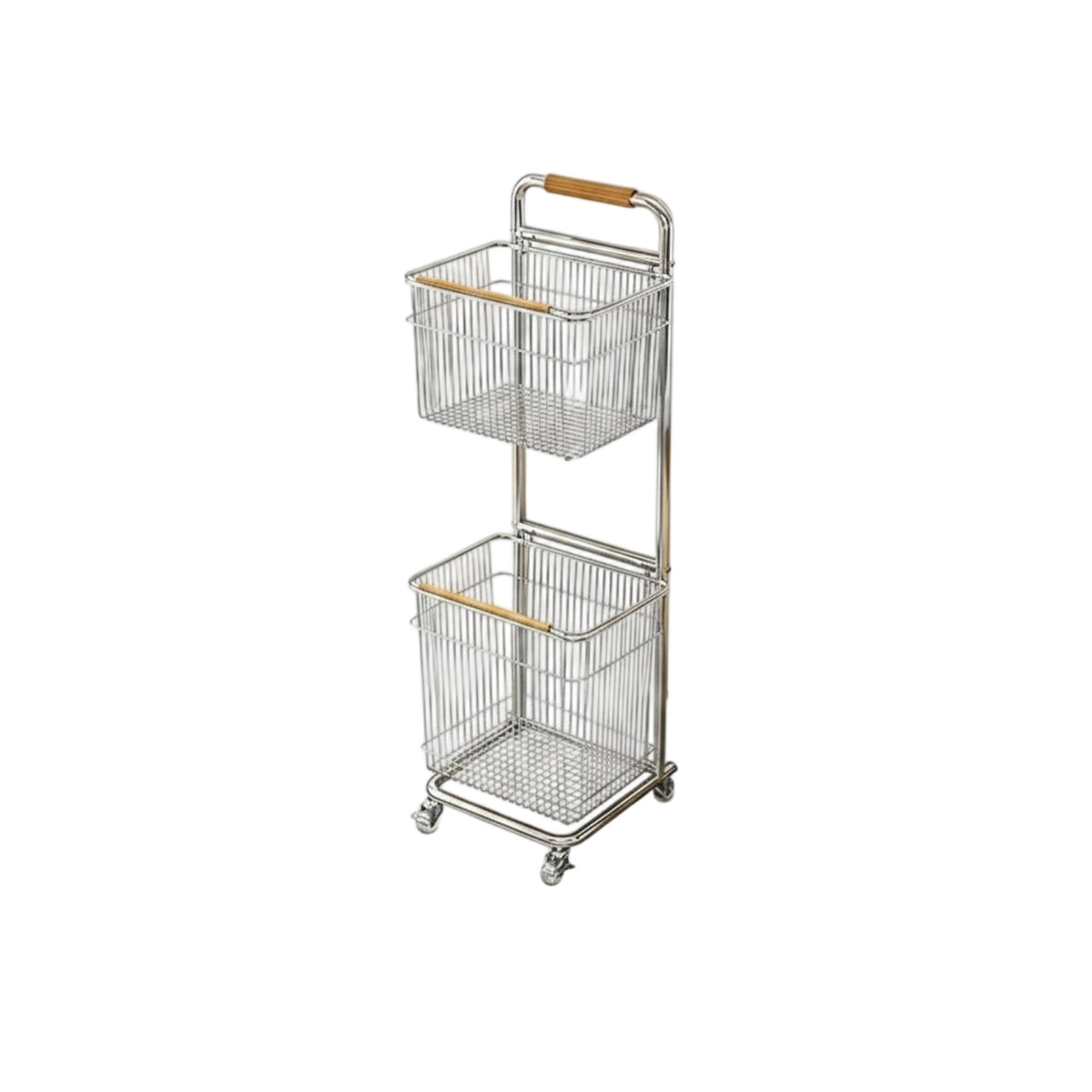 Floor Standing Stainless Steel Laundry Basket Mobile Rolling Laundry Hamper Rust Proof Home Organizer Easy to Clean
