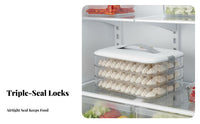 Dumpling Storage Box Airtight Seal Stackable Freezer Container Non Surface Refrigerated Items Organizer for Home Cooks, Families