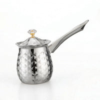 Hammered Milk Frothing Pitcher with Lid Pointed Spout Milk Frothing Pitcher Easy to Clean Leak-Proof-Drip-Resistant for Baristas, Kitchen