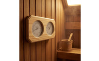 Analog Sauna Temperature Humidity Meter Beveled Corners Sauna Thermometer Hygrometer Natural Wood No Batteries Required