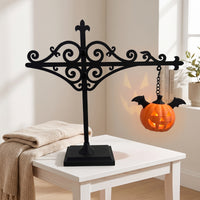 Decorative Lantern with Pumpkin Ornament Black Metal Craft Lantern Light Vintage Decor Elegant for Bookshelf