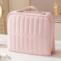 Standing Makeup Organizer Padded Quilted Cosmetic Bag Sideaccessible Cosmetic Bag Compartmentalized