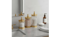 Light Luxury Design Hexagonal Jar with Lid Lightweight Gold Trim Storage Container Shatterproof for Bathroom