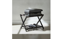 Foldable Folding Luggage Rack with Shelf Double-Tier Bamboo Suitcase Stand with Shelf Long-Lasting Luggage Rack with Two Shelves Sturdy for Travelers, Bedroom