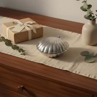 Stainless Steel Bivalve-Shaped Holder Vintage Style Butter Dish Box Hinged Lid Home Decor Item for Dining Table, Vanity, Lavatory