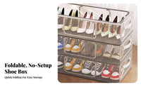 Space Saving Foldable Shoe Box Dustproof Clear Shoe Box Dust Complimentary for Sneakerheads, Homeowners, Under Bed, Entryway, Dorm Room