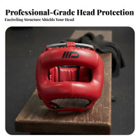 Long-Lasting PU Leather MMA Training Headgear Wide Field of View MMA Training Helmet Shock-Absorbing Padding Boxing Headgear Adjustable Fit for Boxers, Combat Artists, Adults, Kickboxing, Muay Thai, Gym