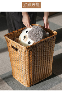 Imitation Rattan Laundry Basket Large Capacity Woven Clothes Storage Basket