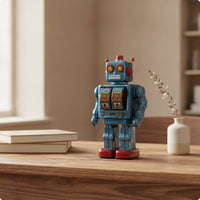 Tinplate Toy Robot Powered Tinplate Robot Shelf Display for Collectors, Photography Prop