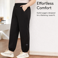 Joggers for Women with Tapered Leg and Drawstring Waist, Baggy Jogging Bottoms in Blended Fabric, Plus Size Ladies for Casual Wear
