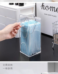 Transparent Flip-Top Mask Storage Box, Medium, Plastic