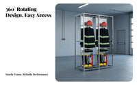 Electric Fire Suit Rack Heavy Duty Rotating Turnout Gear Cabinet Silent Casters Stainless Steel Bunker Gear Storage for Firefighters, Storage Area
