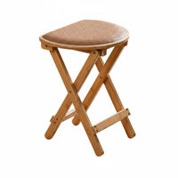Foldable Design Backless Cross-Frame Stool Installation-without Rattan Top Folding Stool No Assembly Required Portable Seat Padded Cushion for Homeowners, Event Hosts, Home Bar, Camping, Outdoor, Indoor Use
